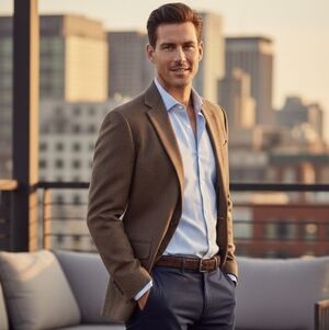 SAMUELSOHN Sports Coat 42L Long Brown Blazer Wool Silk Cashmere 42x32